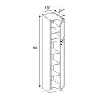 Tall pantry cabinet with adjustable shelves for organizing food and maximizing kitchen storage.