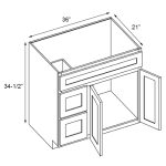 Ethereal White Micro Shaker Vanity Sink Base Combo Cabinet