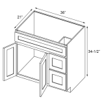 Ethereal White Micro Shaker Vanity Sink Base Combo Cabinet