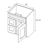 Ethereal White Micro Shaker Vanity Sink Base Combo Cabinet