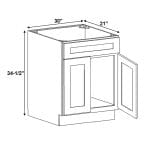 Opulent White Shaker Vanity Sink Base Cabinet with 2 Doors